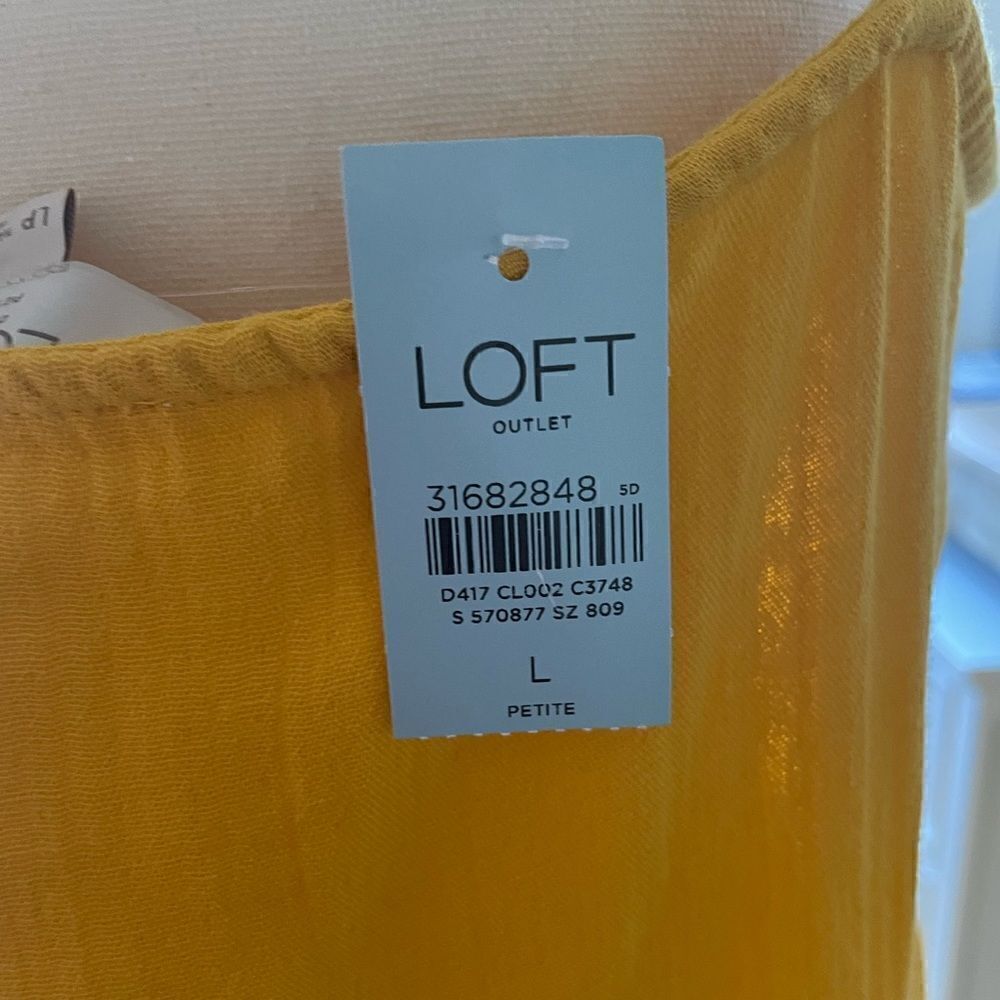 NWT Loft Cotton Golden Yellow tiered Maxi dress. LP - Picture 4 of 7